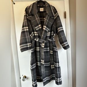 Abercrombie & Fitch Gray Plaid Pea Coat
